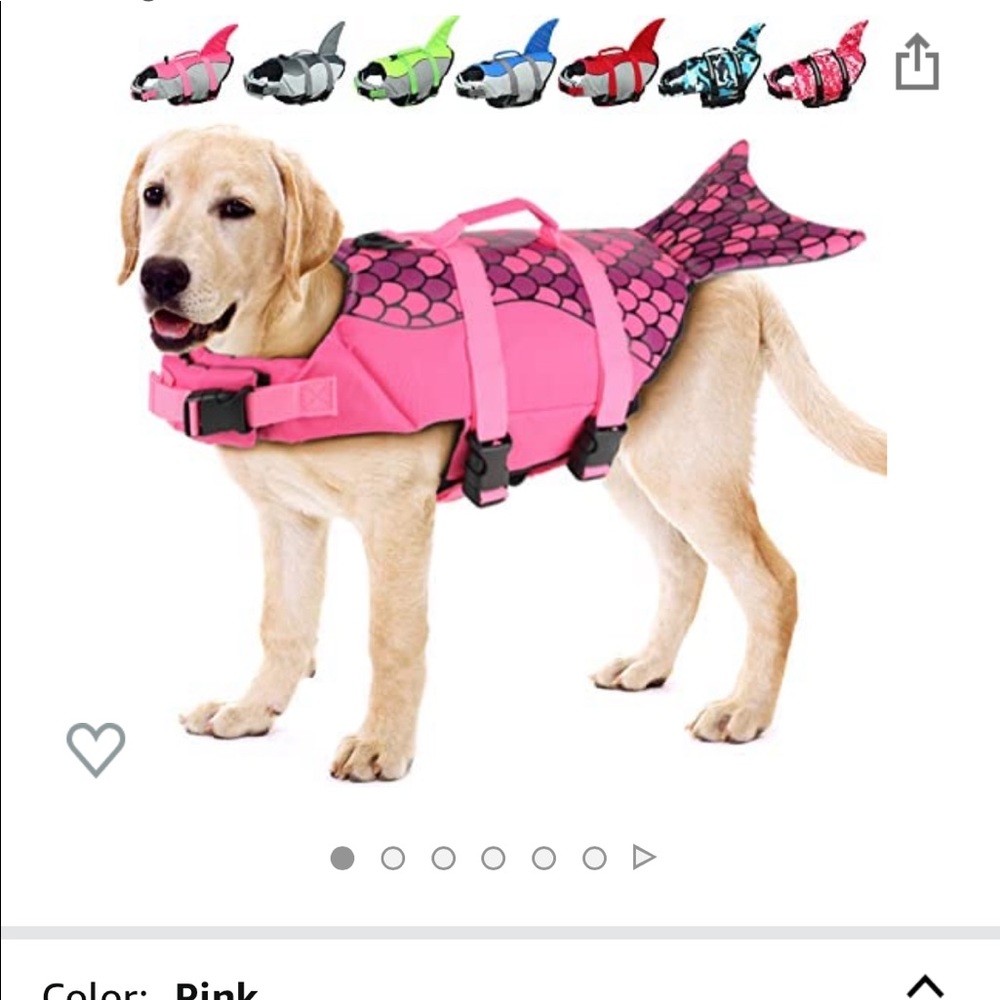 Dog life vest mermaid pink medium